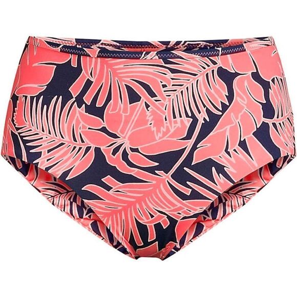 Land’s End Reversible high waist bikini bottom Navy Wood Lily Palm mix V… - Picture 2 of 6